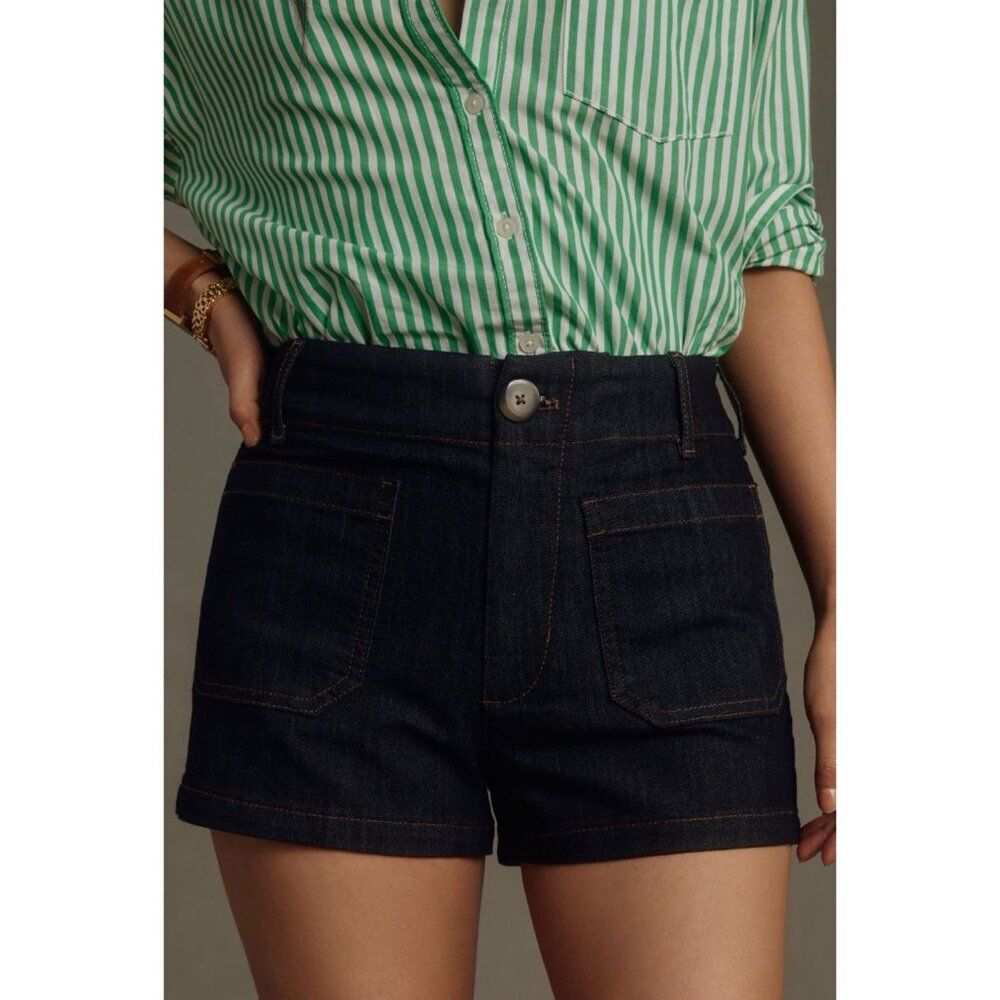 Anthropologie The Colette Denim Shorts by Maeve Womens Sz 30 Dark Blue High Rise